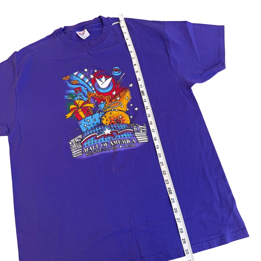 Vintage Hanes Mall of America Minnesota USA Purple Graphic T-Shirt XL 90s - Picture 5 of 6